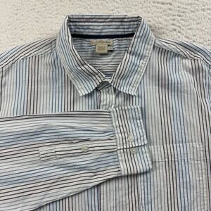 Carbon2cobalt‎ Shirt Men's XL White Blue Stripe Preppy Lightweight Casual